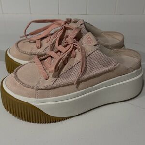UGG Ez-Duzzit Sneaker Mule Shoes Womens Size 5.5 Teacup Rose Suede Lace Up
